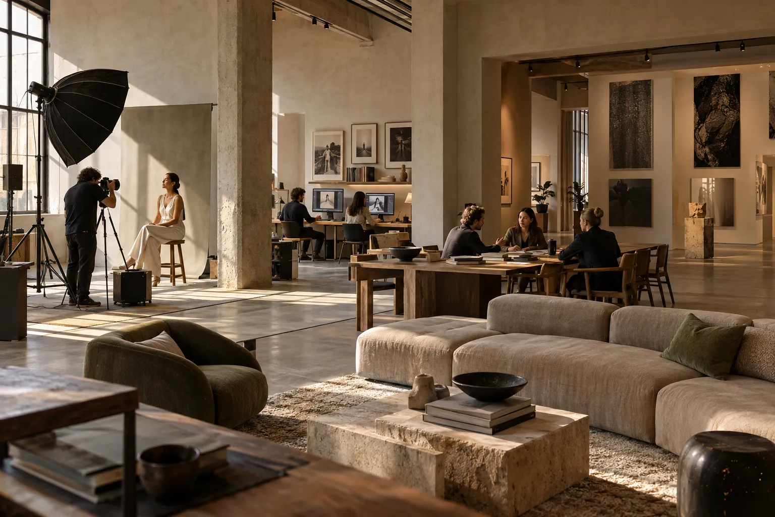 Concept for Aligned Studio with active photography, collaboration, gallery and lounge spaces