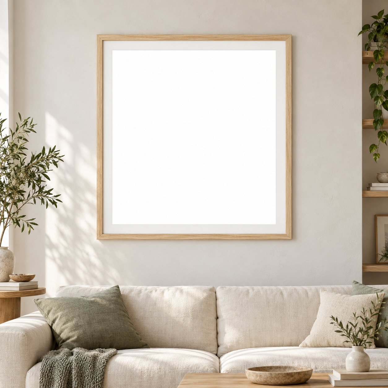 Illustrative modern interior with an oak frame